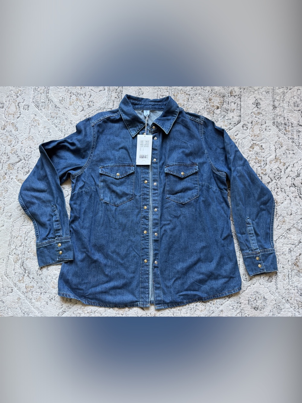 H&M Dark Blue Denim Snap-Front Jean Jacket